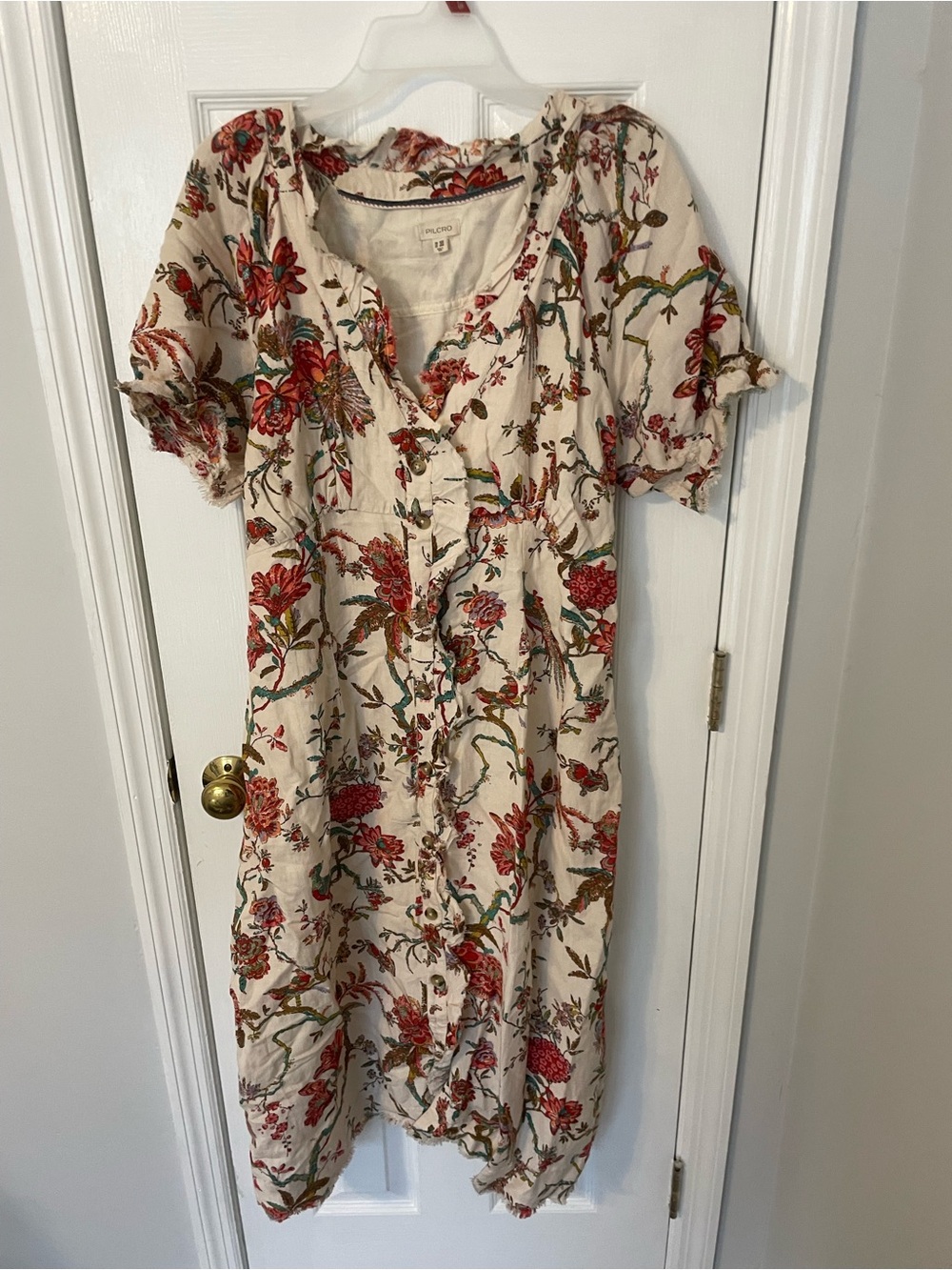 Pilcro Linen Blend Floral Midi Dress